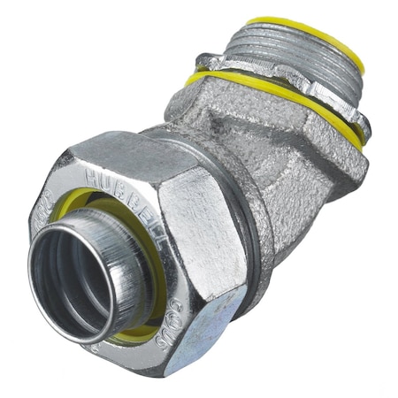 Hubbell Wiring Device-Kellems Conduit Fitting Connector, 1 in, Liquid-Tight, Steel, Zinc Plated H10041